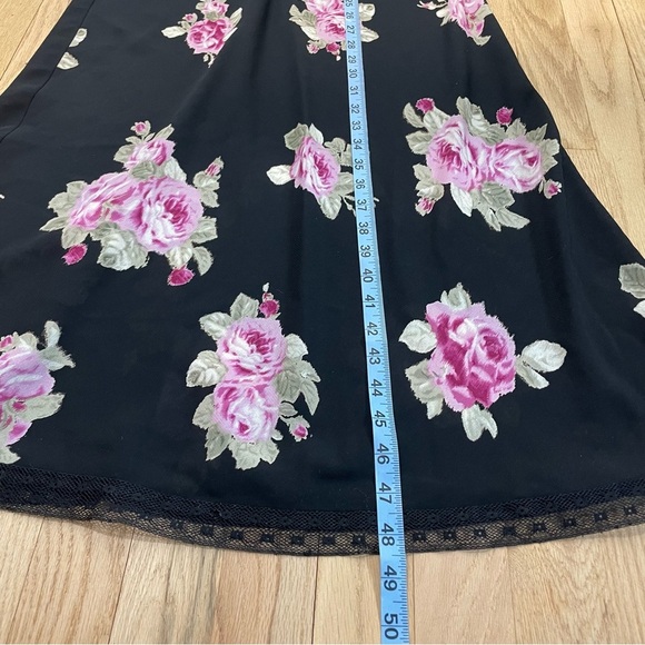 Black Floral Lingerie set Oscar de la Renta Robe Nightgown Rose 2 Piece Med Alt - Picture 15 of 16